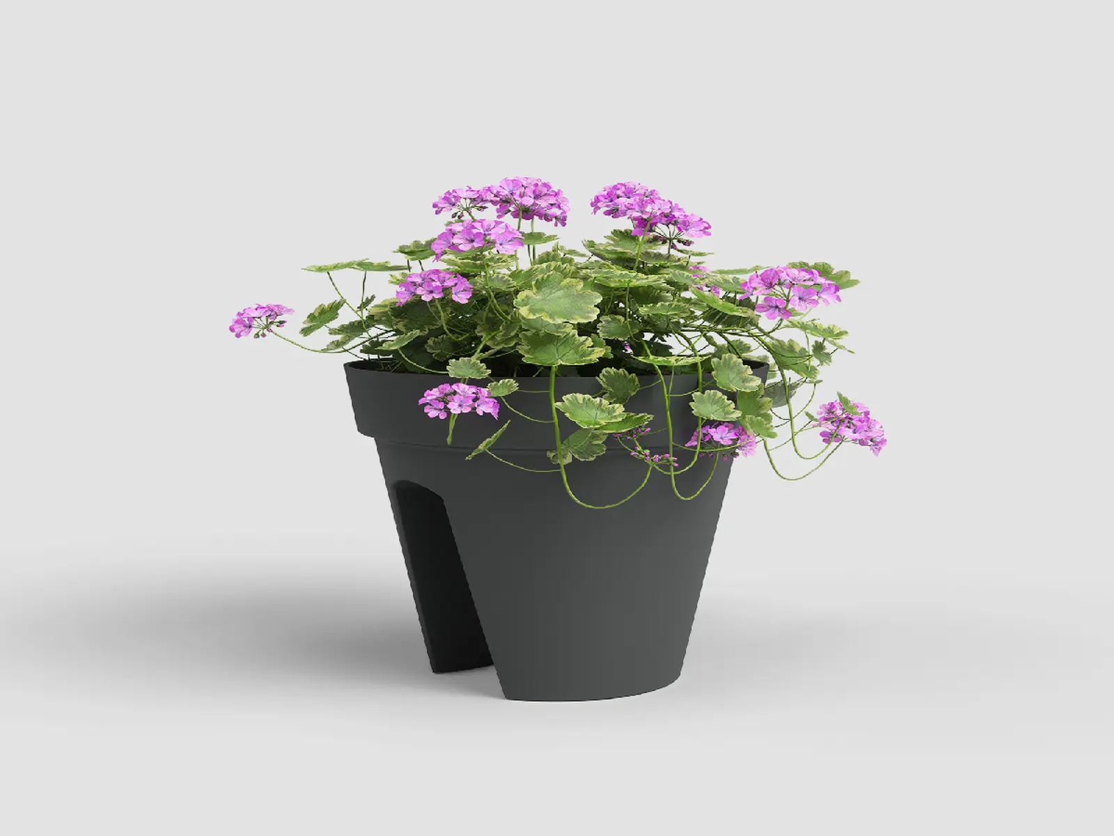 Květináč CAPRI, na zábradlí, 30cm, plast, tm.šedá|ANTHRACITE|Artevasi