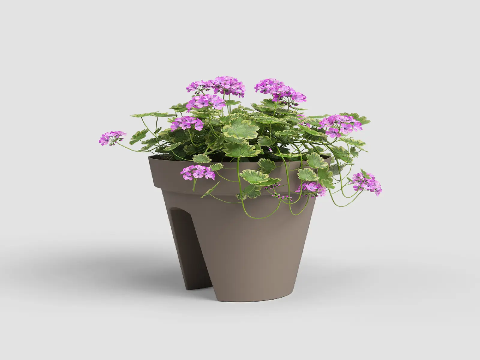Květináč CAPRI, na zábradlí, 30cm, plast, šedá|MATTE TAUPE|Artevasi