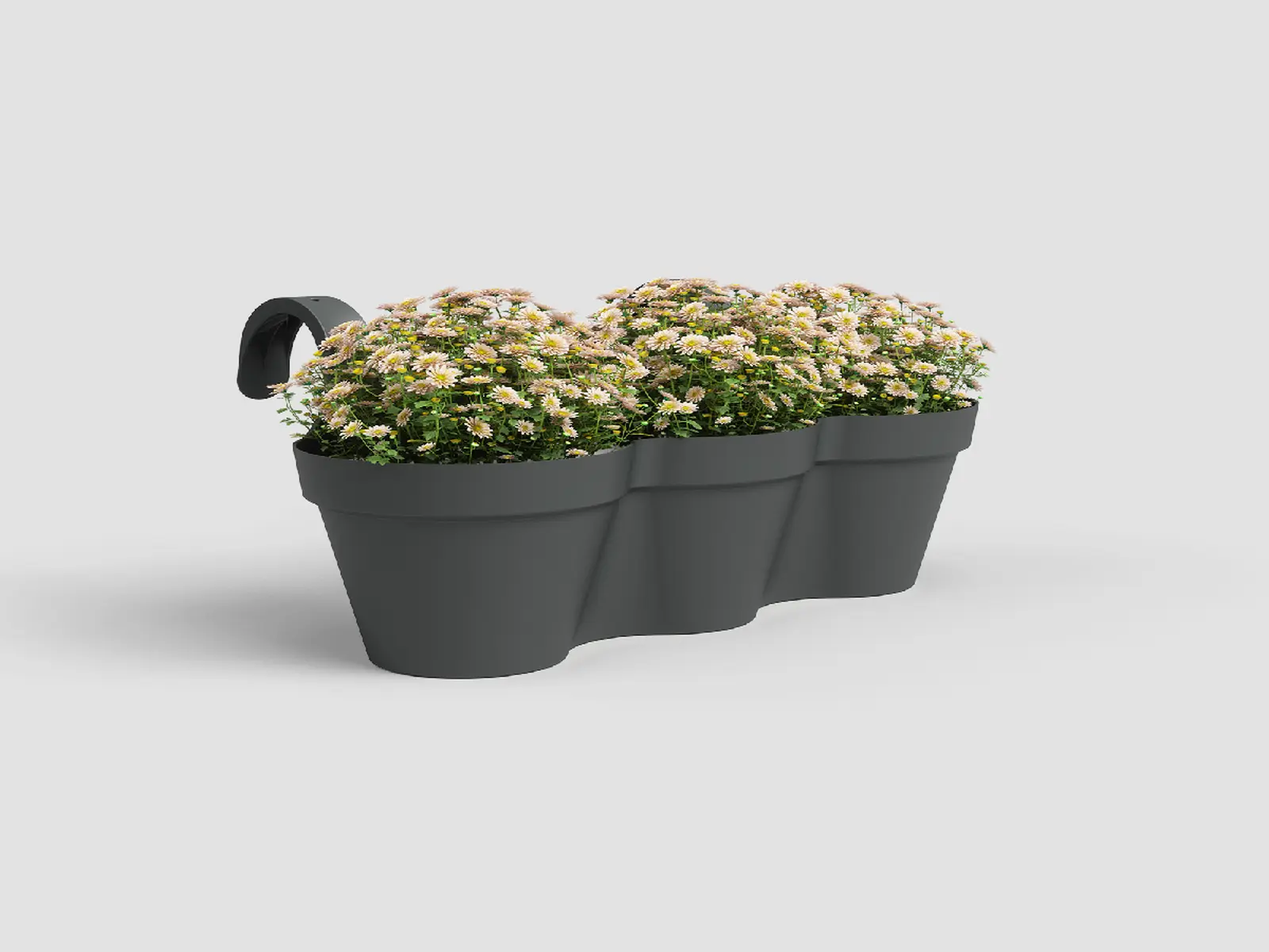 Květináč CAPRI, balkonový, trojitý, 54cm, plast, tm.šedá|ANTHRACITE|Artevasi