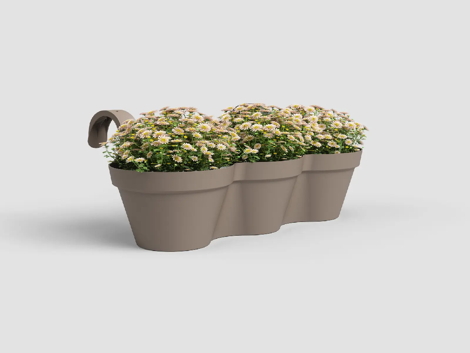 Květináč CAPRI, balkonový, trojitý, 54cm, plast, šedá|MATTE TAUPE|Artevasi