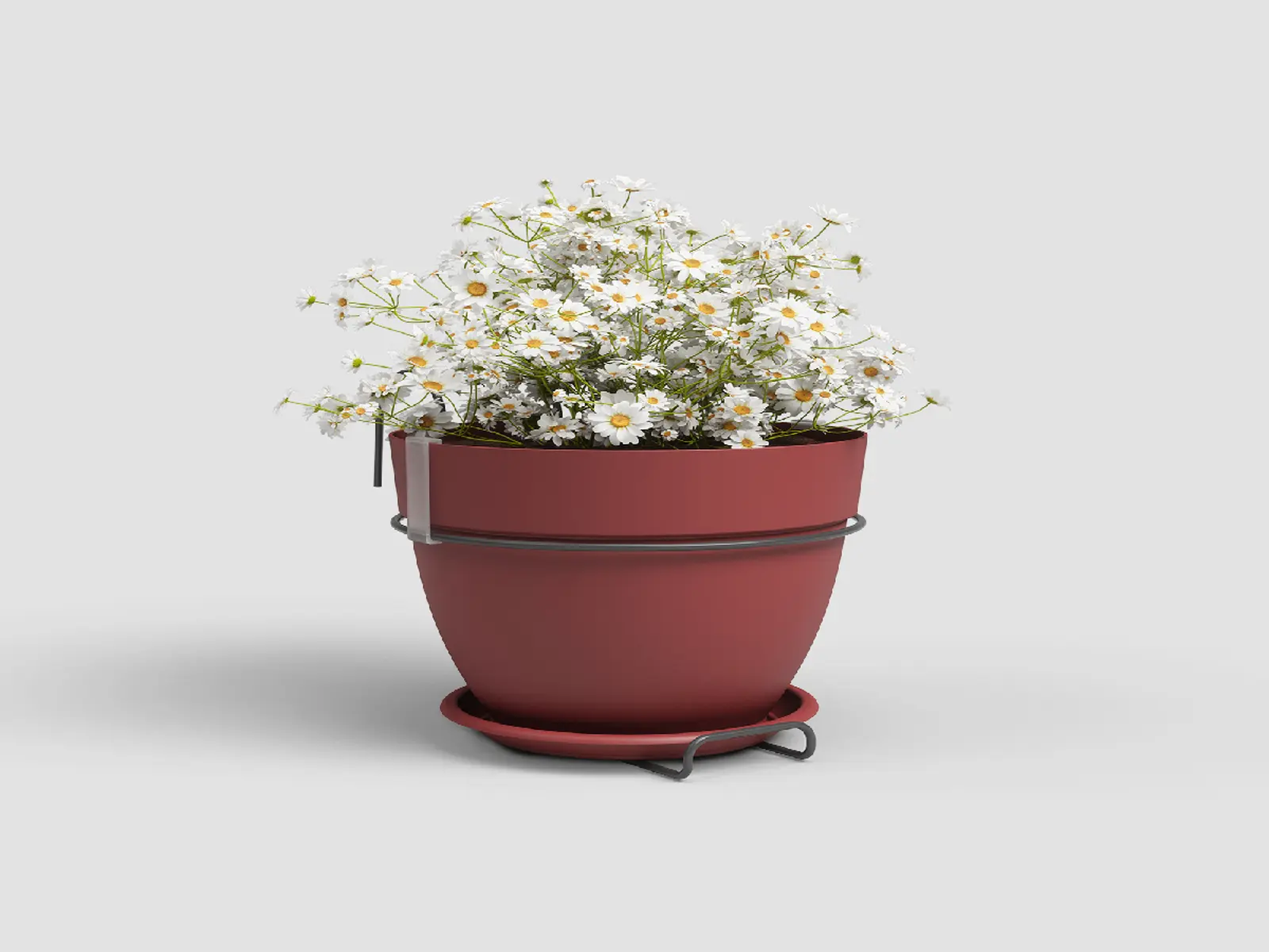 Květináč CAPRI, 20cm, plast, červená|DARK RED|Artevasi