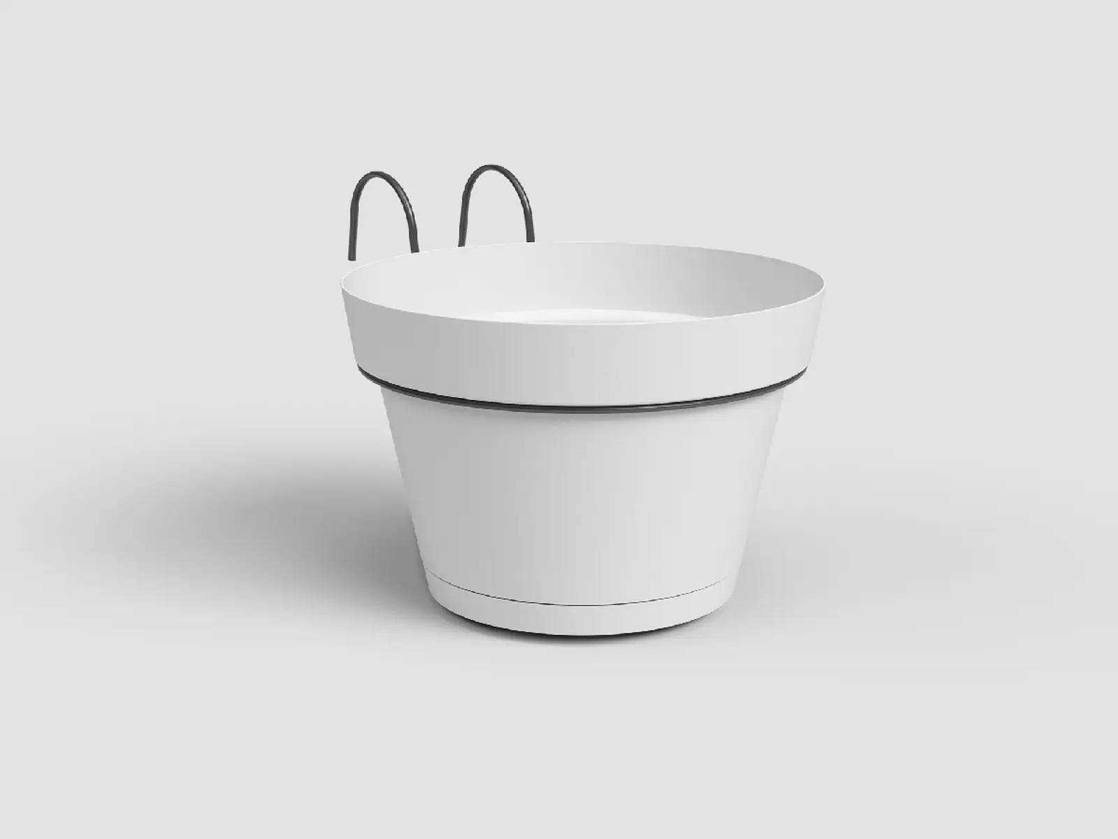 Květináč CAPRI, závěsný, na balkon, 20cm, plast, bílá|WHITE|Artevasi
