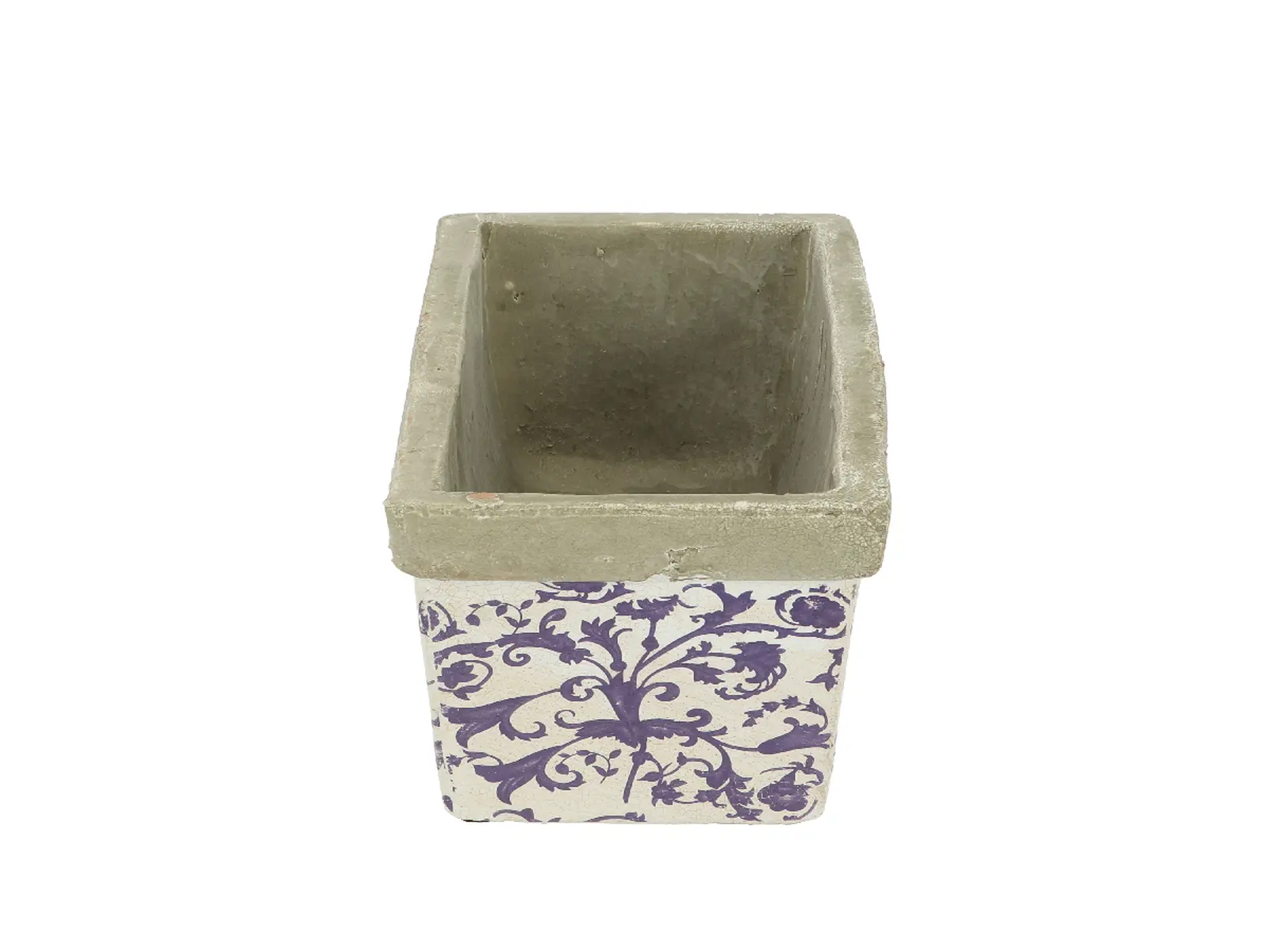Truhlík AGED CERAMIC, modrobílá keramika, 5L/40x15cm|Esschert Design