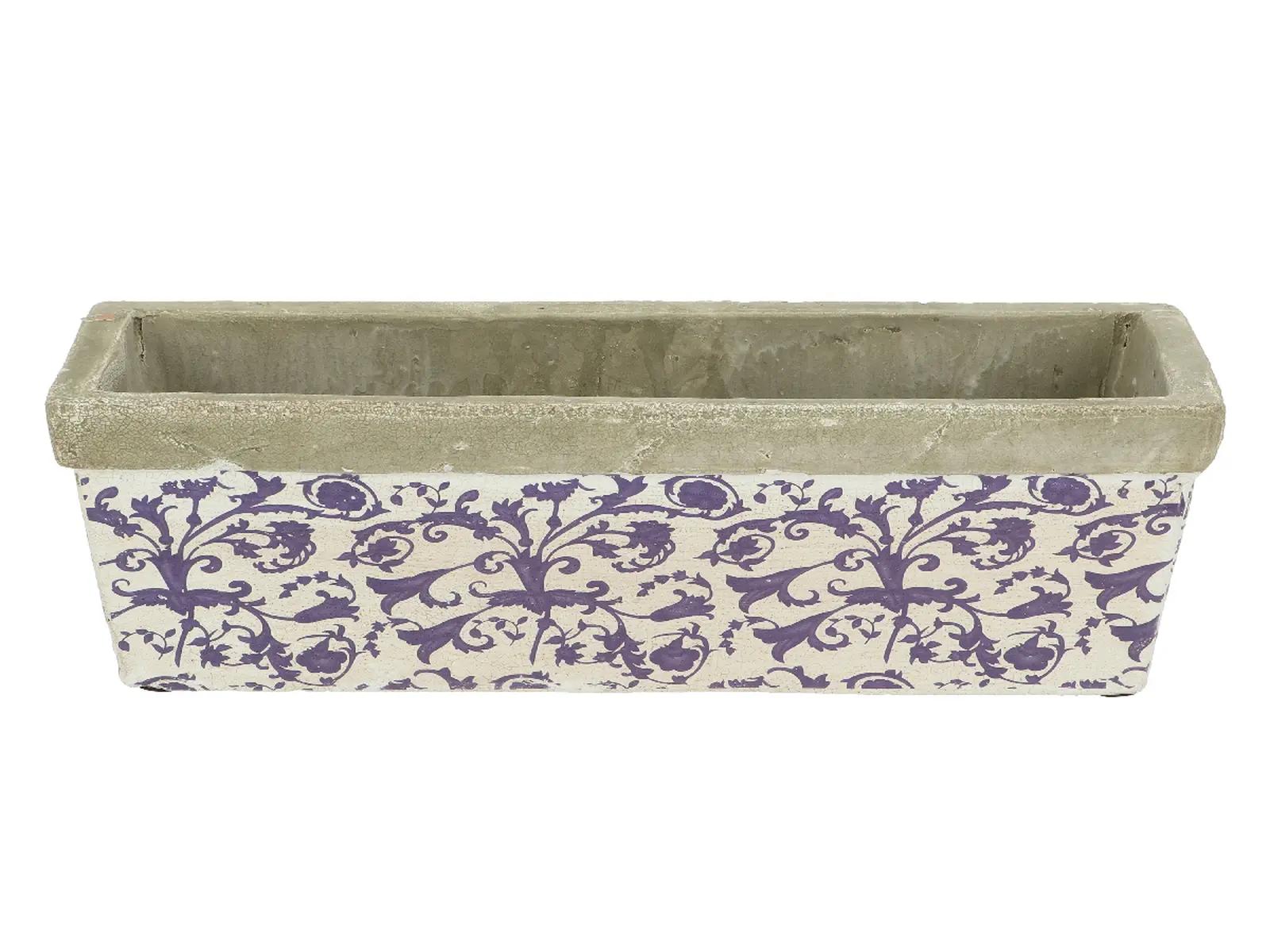 Truhlík AGED CERAMIC, modrobílá keramika, 5L/40x15cm|Esschert Design