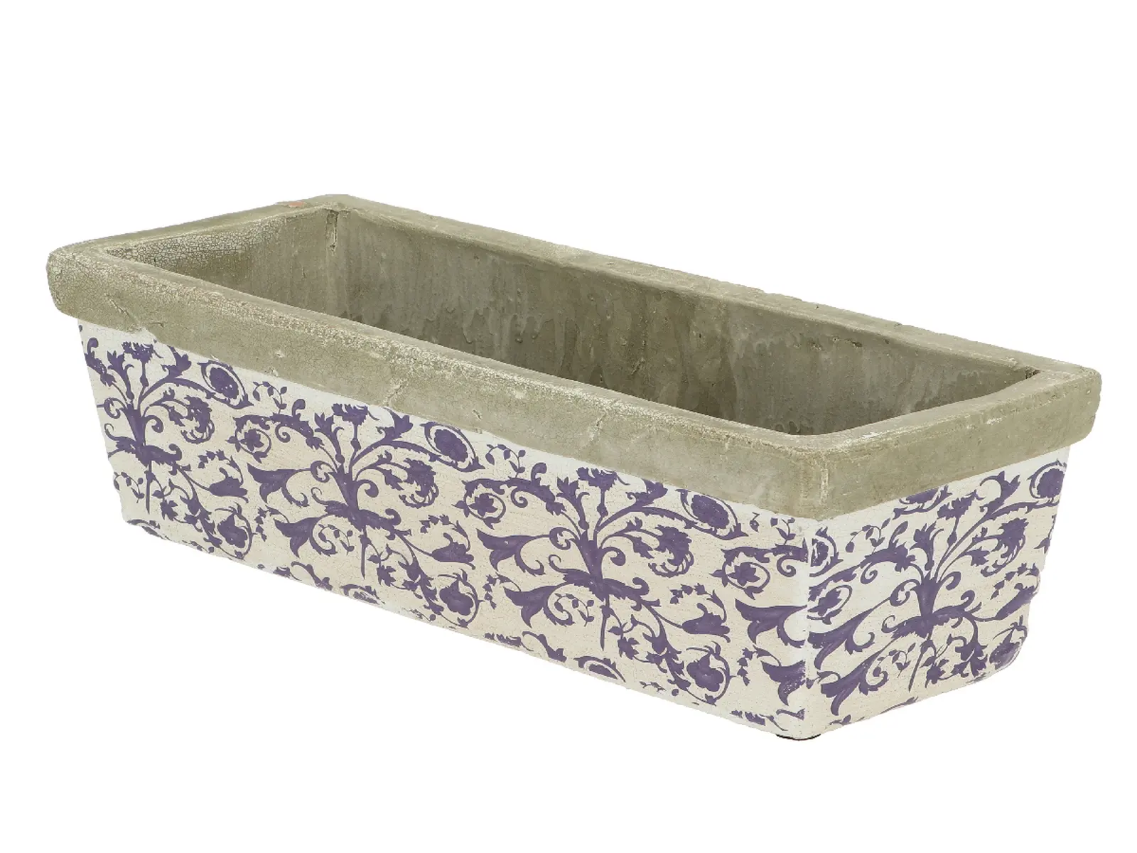 Truhlík AGED CERAMIC, modrobílá keramika, 5L/40x15cm|Esschert Design