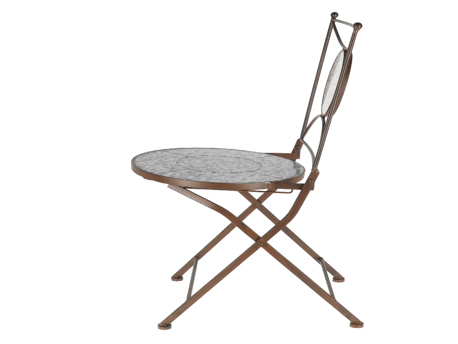 Židle, modrobílá keramika AGED CERAMIC , skládací, 89cm|Esschert Design