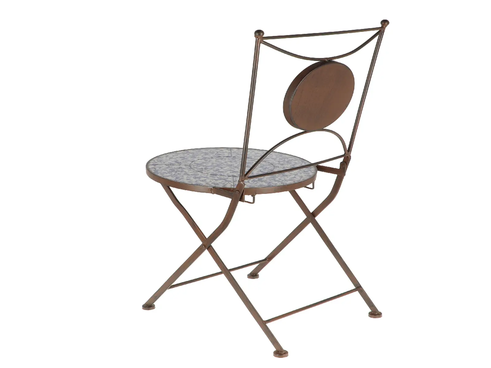 Židle, modrobílá keramika AGED CERAMIC , skládací, 89cm|Esschert Design