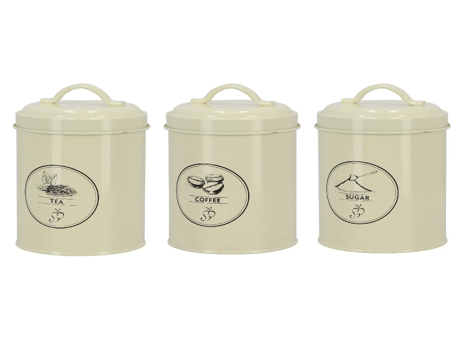 Dózy SECRETS DU POTAGER na potraviny, velikost: 1,3 L, barva: krémová bílá, balení obsahuje 3 kusy!|Esschert Design