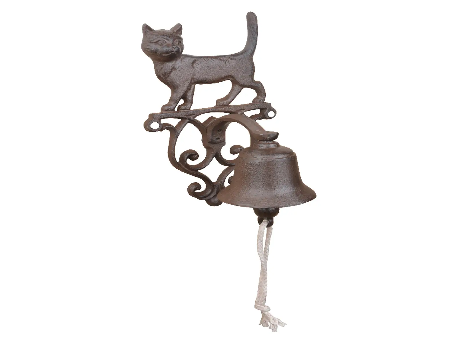 Zvonek s kočkou CAT BEST FOR BOOTS, litina, 14x13x24cm, hnědá|Esschert Design