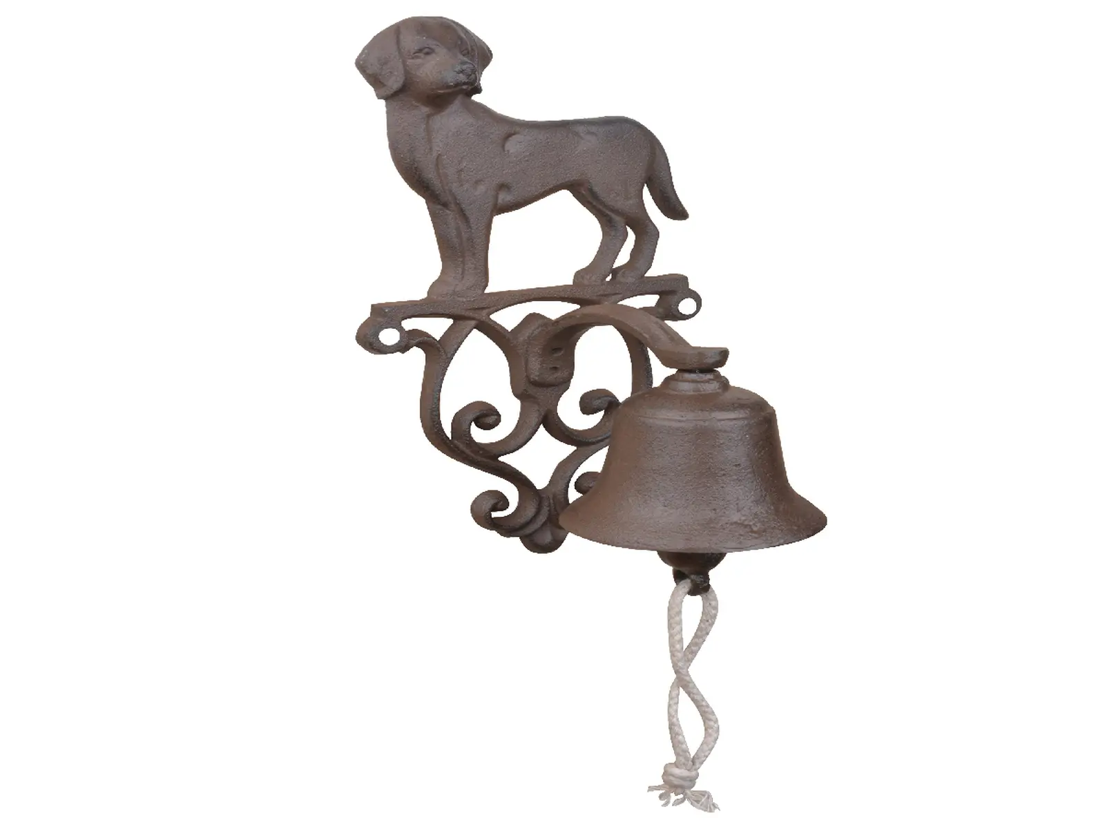 Zvonek se psem DOG BEST FOR BOOTS, litina, 14x13x25cm, hnědá|Esschert Design