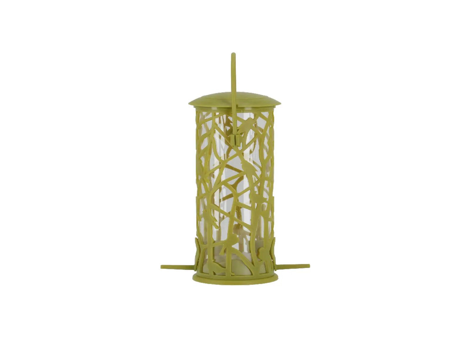 Krmítko závěsné na semena CHIFFCHAFF s bidýlkem, zelená (DOPRODEJ)|Esschert Design