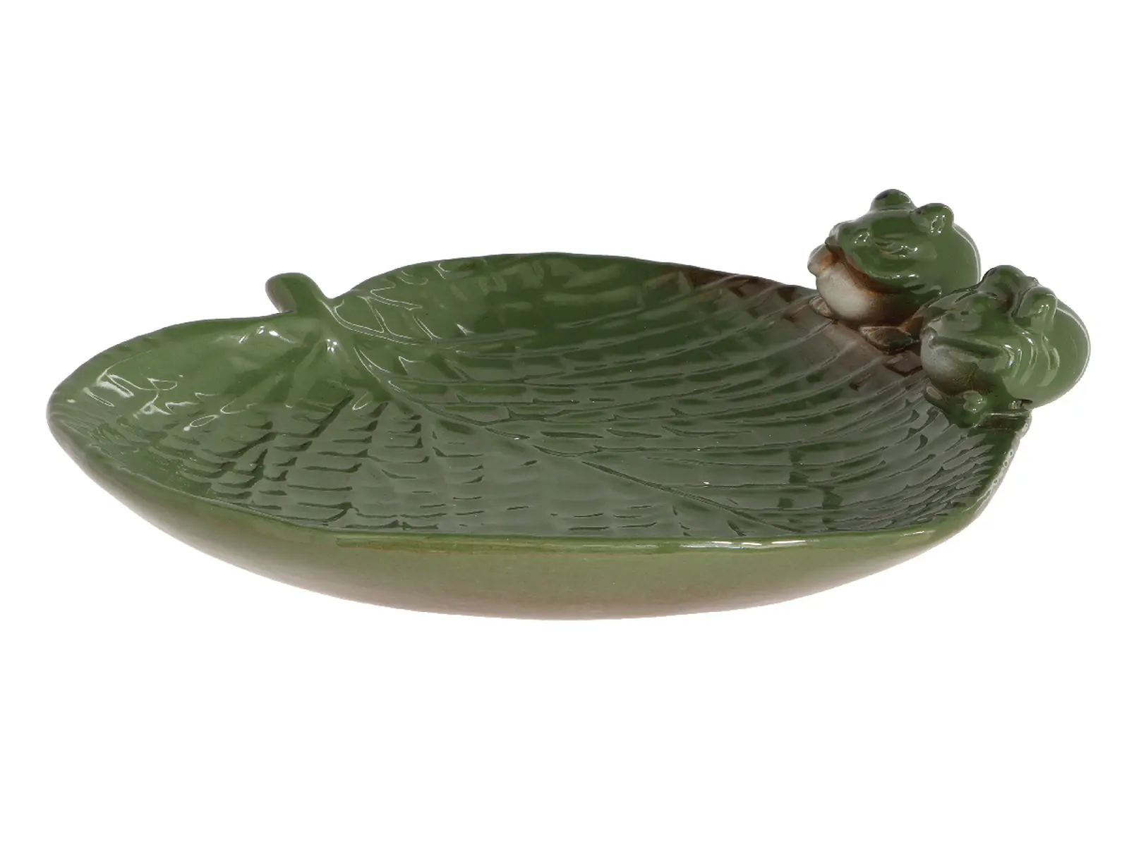 Pítko pro ptáky/koupel LEAF s žabičkami, keramické, 22x23cm|Esschert Design