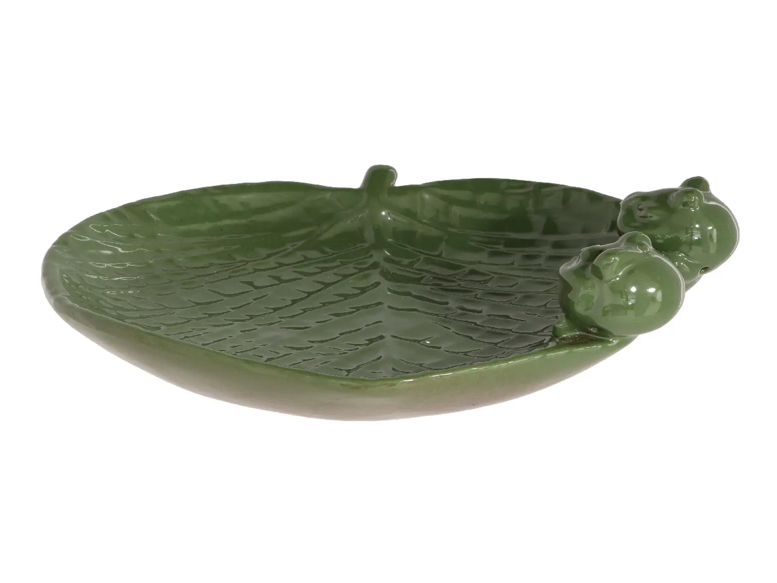 Pítko pro ptáky/koupel LEAF s žabičkami, keramické, 22x23cm|Esschert Design