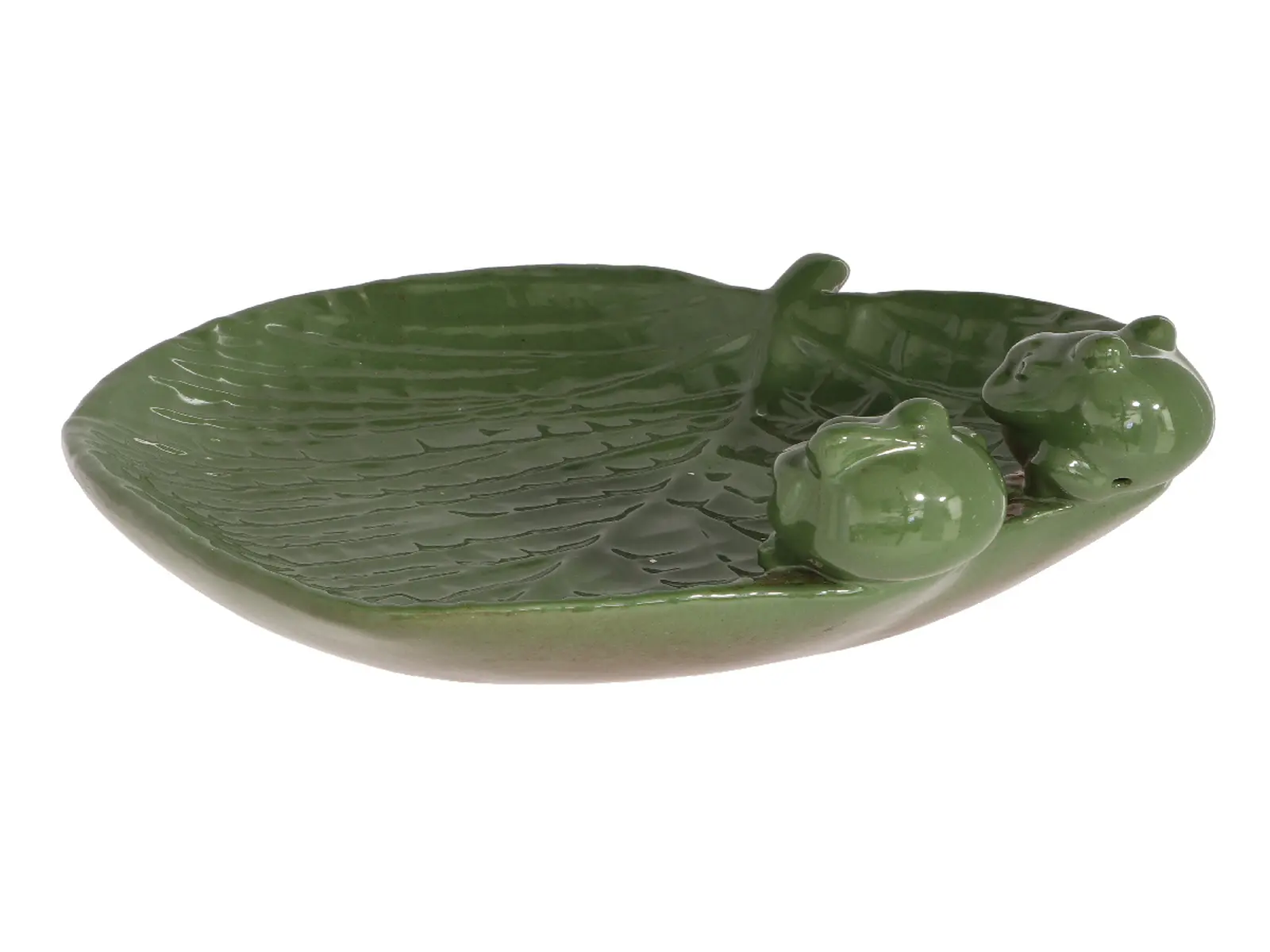 Pítko pro ptáky/koupel LEAF s žabičkami, keramické, 22x23cm|Esschert Design