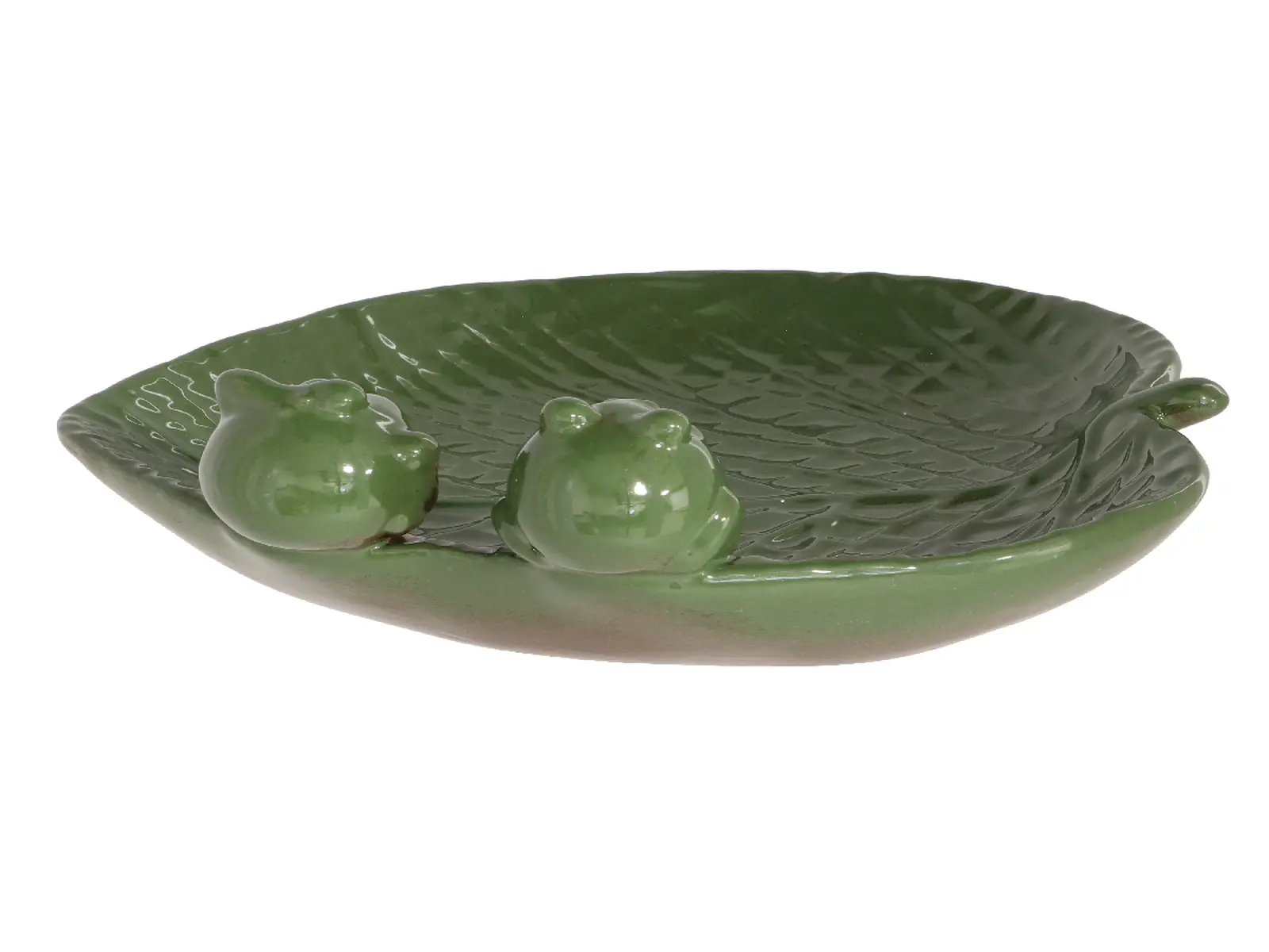 Pítko pro ptáky/koupel LEAF s žabičkami, keramické, 22x23cm|Esschert Design