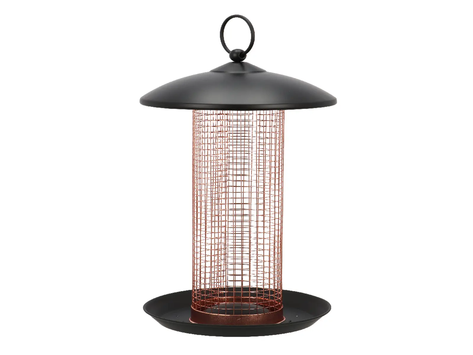 Krmítko pro ptáky na oříšky COPPER, závěsné, černá/měď, pr.16x30cm|Esschert Design