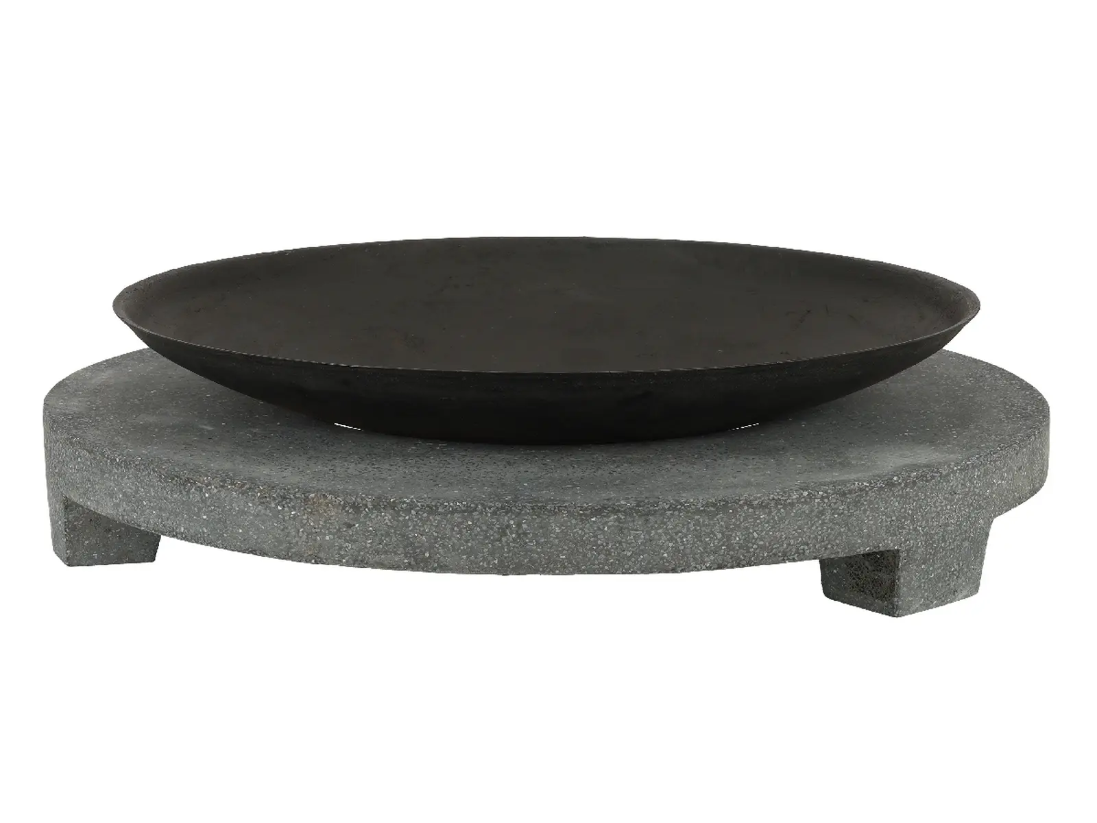 Ohniště FANCY FLAMES na granitovém kruhu, 68x68x23cm, černá, 64kg|Esschert Design