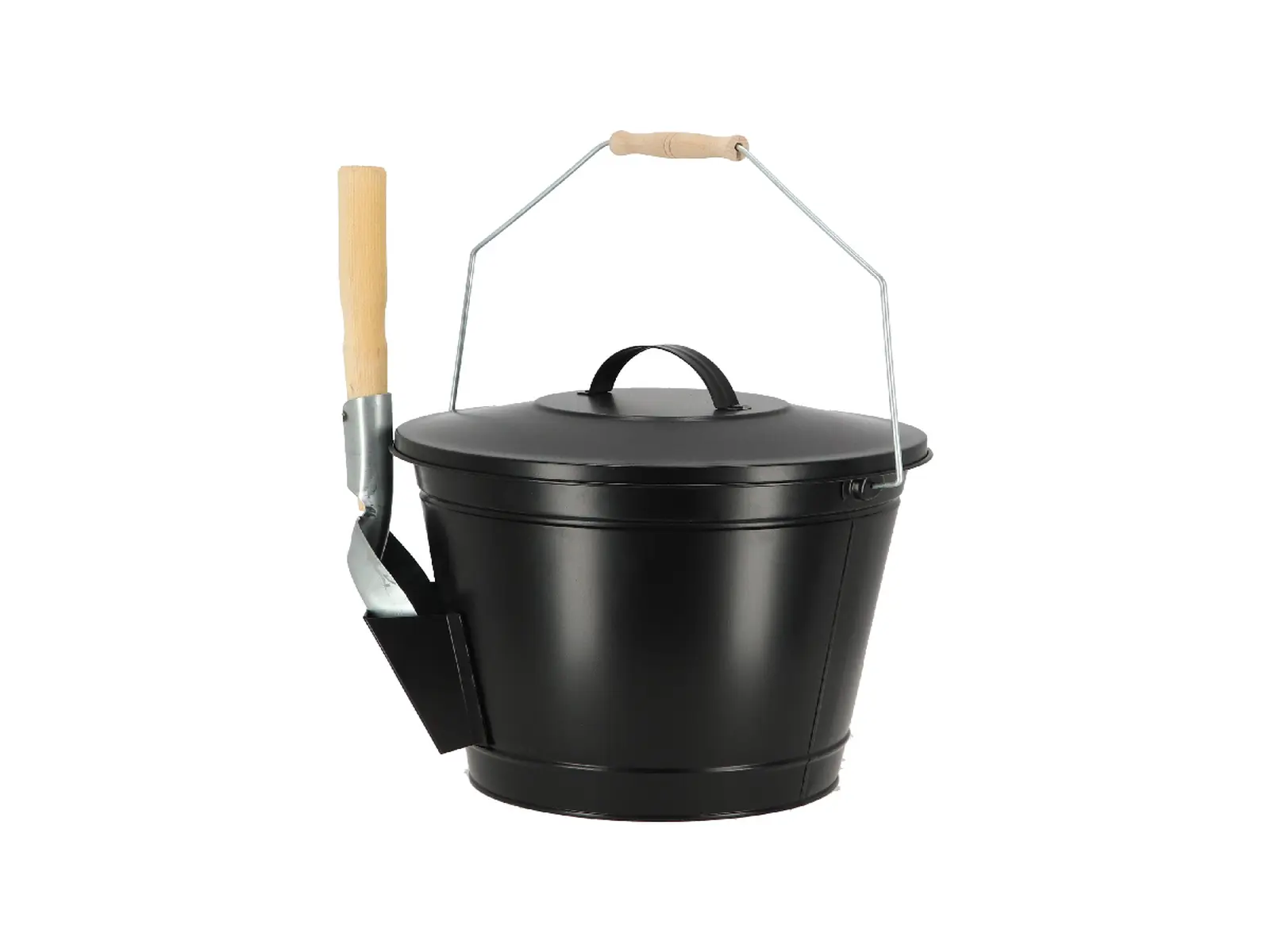 Nádoba na popel s lopatkou FANCY FLAMES, 14L, ocel, černá|Esschert Design