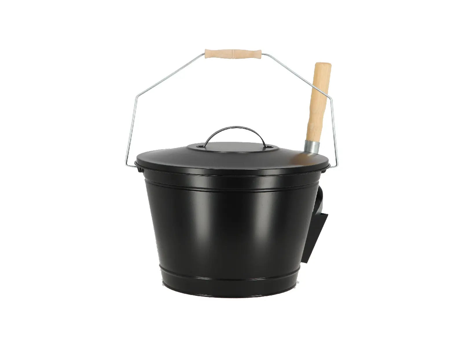 Nádoba na popel s lopatkou FANCY FLAMES, 14L, ocel, černá|Esschert Design