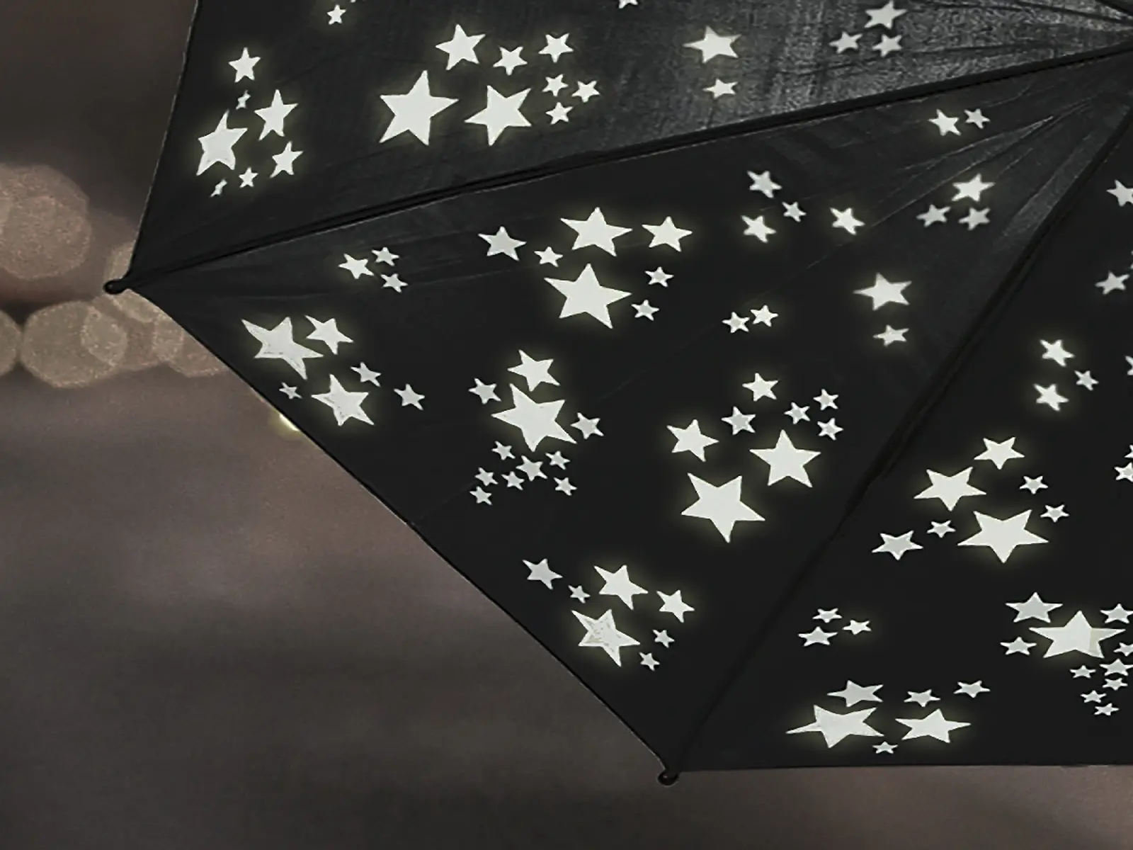 Deštník dětský LITTLE STAR s reflexními hvězdičkami, 88x71cm, černá/reflex bílá|Esschert Design