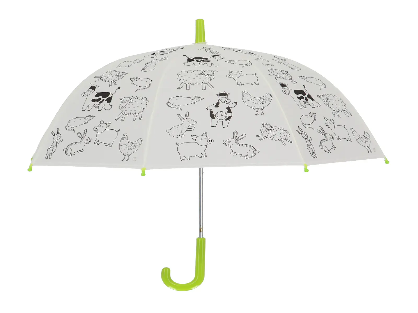 Deštník dětský FARM ANIMALS + fixy, PIY - k vybarvení, pr.70x69cm|Esschert Design