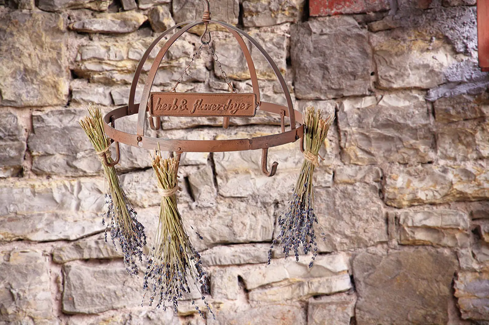 Sušák na bylinky s tabulkou HERB and FLOWERDRYER, litina, hnědá, 38cm|Esschert Design
