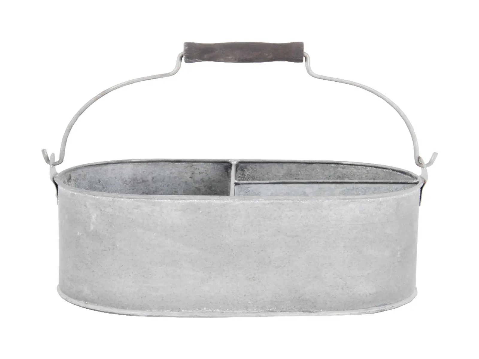 Přepravka se třemi přihrádkami OLD ZINC, zinek, 29x22x16 cm (DOPRODEJ)|Esschert Design