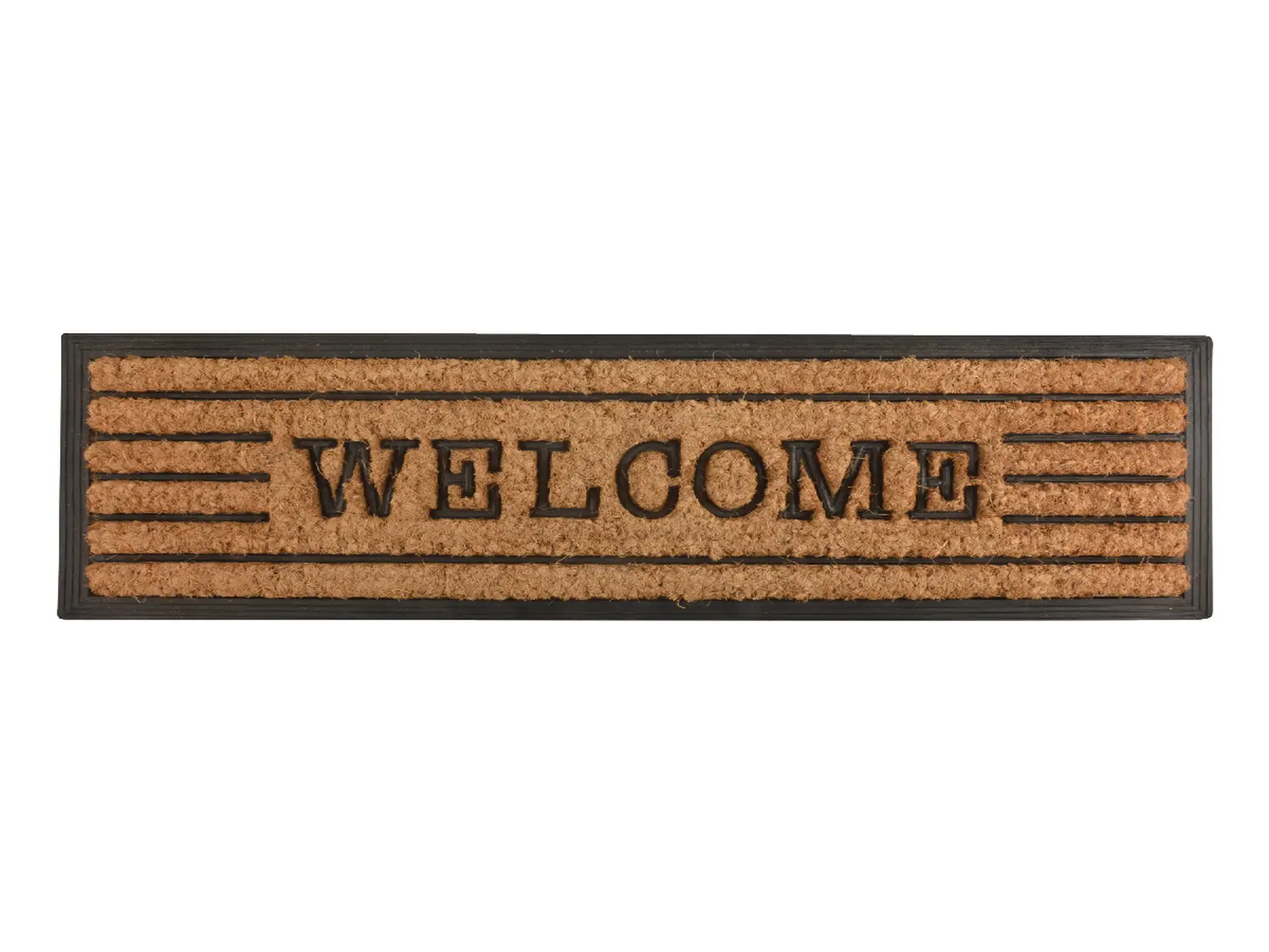 Gumová Rohožka BEST FOR BOOTS s kokosovým vláknem a nápisem Welcome, přírodní s černou, 75 x 25 cm|Esschert Design