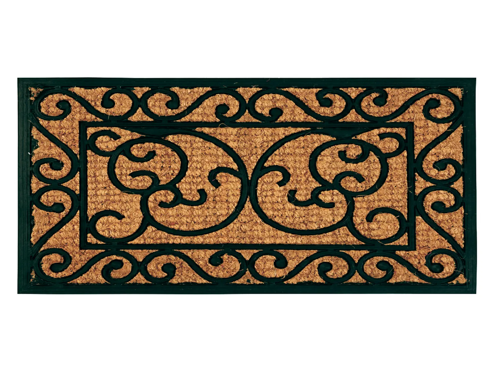 Gumová Rohožka BEST FOR BOOTS s kokosovým vláknem, černá s přírodní, 60 x 40 cm|Esschert Design