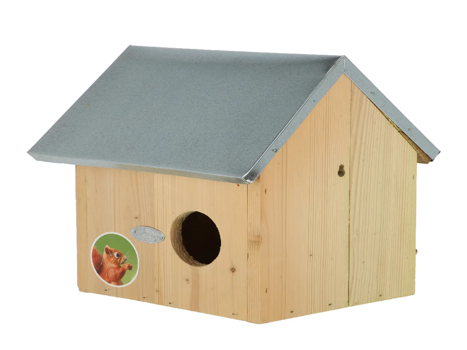 Budka pro veverku SQUIRREL HOUSE, se zinkovou stříškou, přírodní,25x26x29cm|Esschert Design