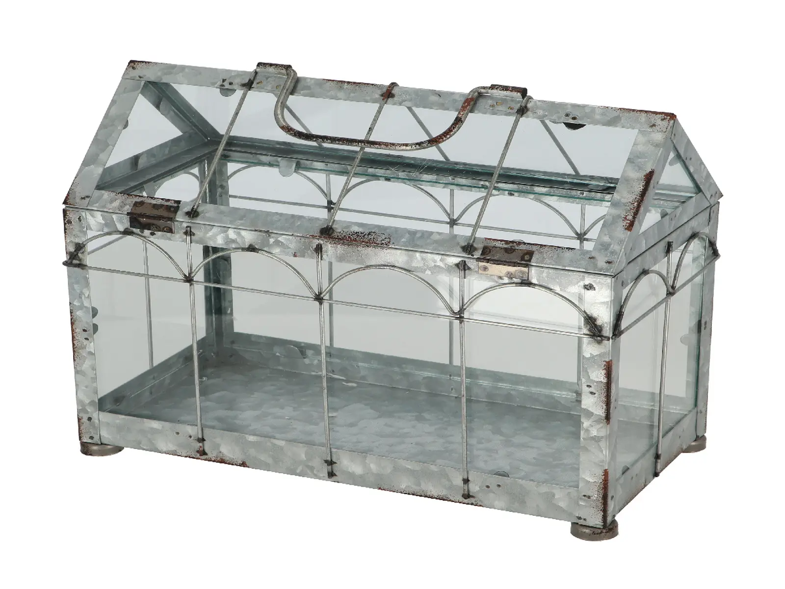 Skleník|pěstírna na květiny INDUSTRIAL HOUSE, 29x15x31cm, šedá s rezavou patinou|Esschert Design