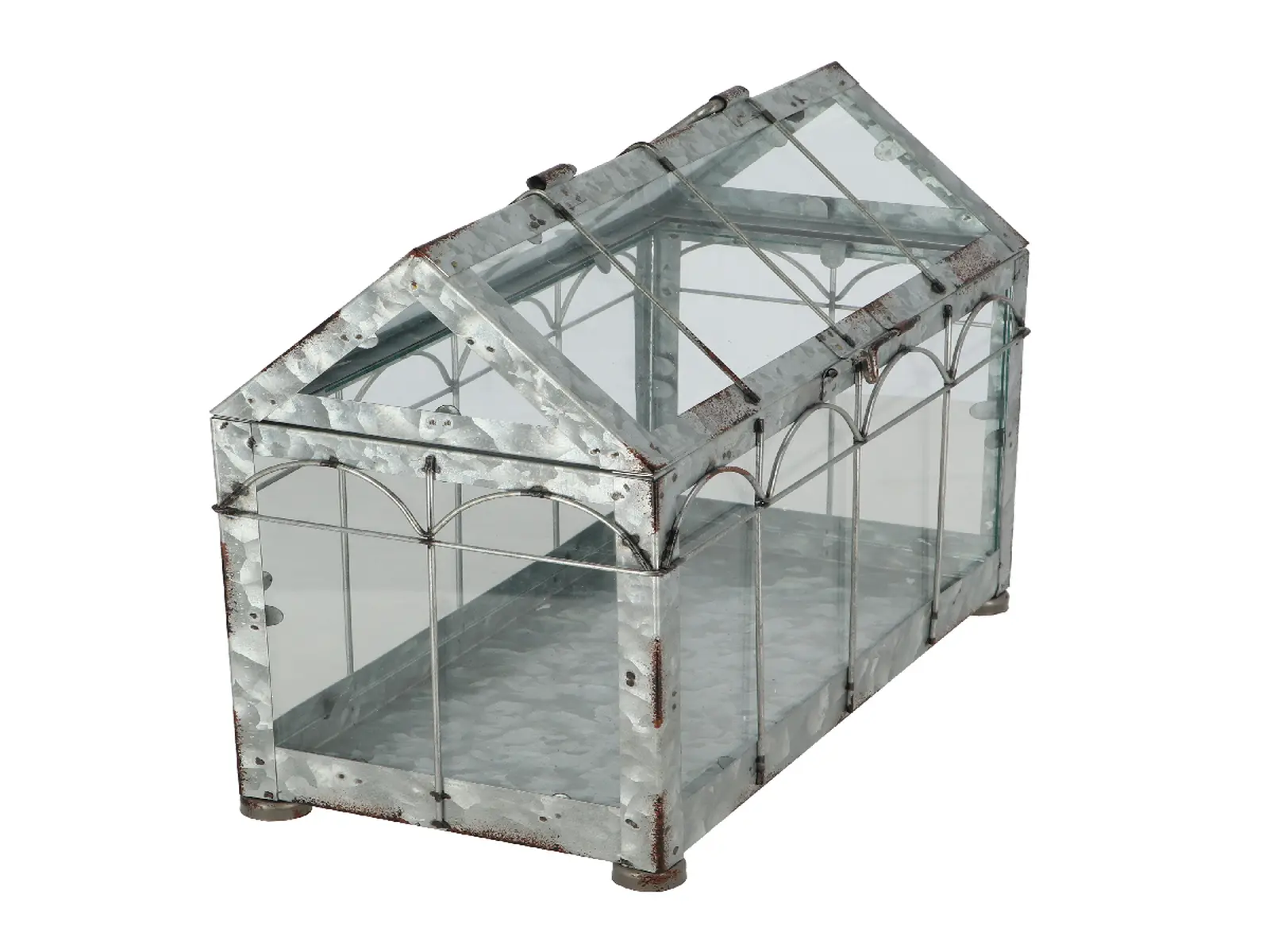Skleník|pěstírna na květiny INDUSTRIAL HOUSE, 29x15x31cm, šedá s rezavou patinou|Esschert Design