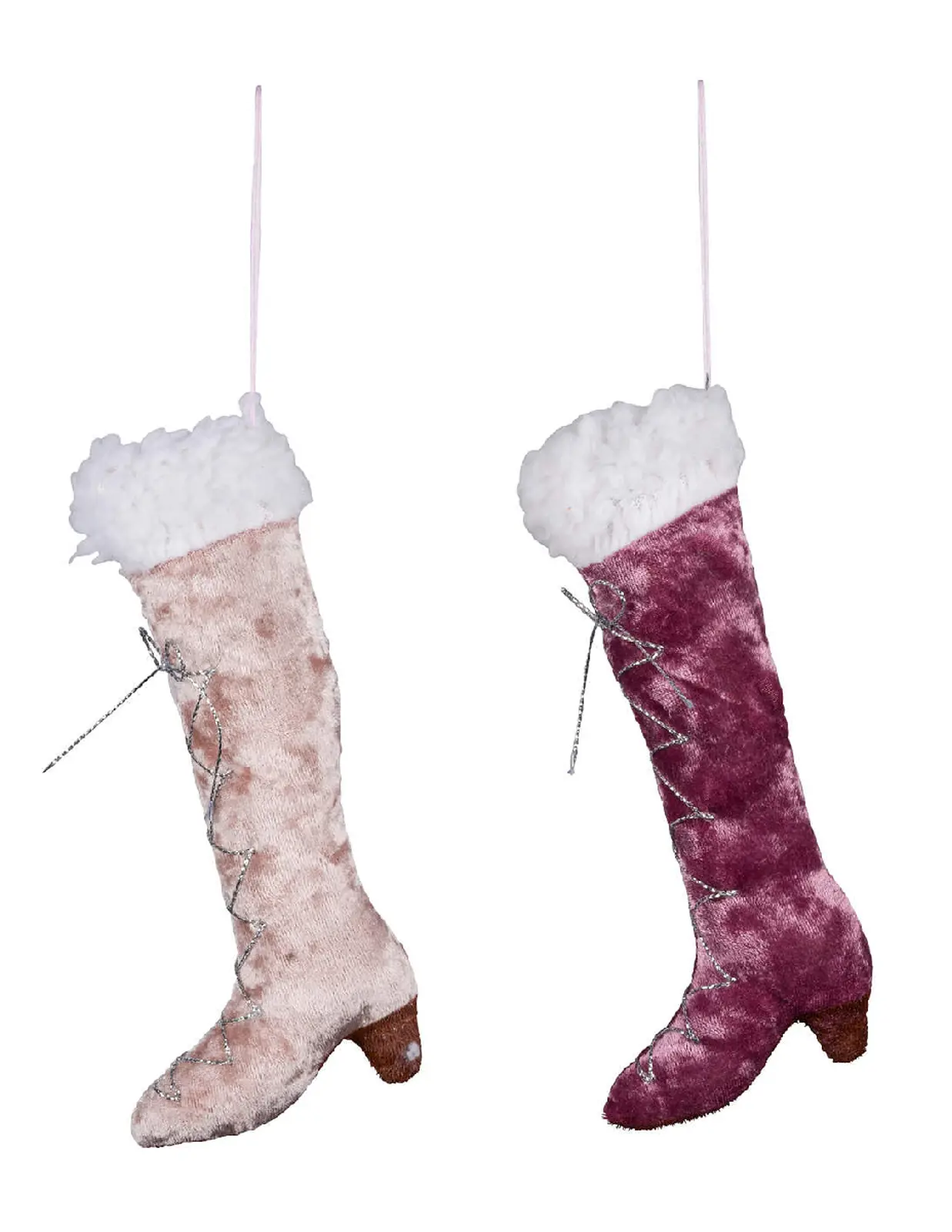 Závěs bota, růžová/starorůžová, 23cm, balení obsahuje 2 kusy! * (DOPRODEJ)|Ego Dekor