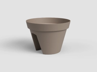 Květináč CAPRI, na zábradlí, 30cm, plast, šedá|MATTE TAUPE|Artevasi