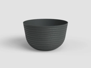 Květináč HAVANA, tvarovaný, 20cm, plast, tm.šedá|VOLCANO ANTHRACITE|Artevasi