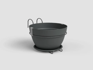Květináč CAPRI, se závěsem, 20cm, plast/kov, tm.šedá|ANTHRACITE|Artevasi