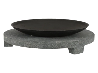 Ohniště FANCY FLAMES na granitovém kruhu, 68x68x23cm, černá, 64kg|Esschert Design