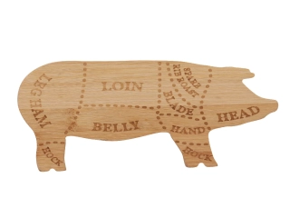Prkénko PIG CUTTTING, přírodní, 19x11cm|Esschert Design