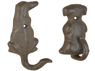 Háček pejskův ocas DOGGY, litina, hnědá, 5x4x10cm, balení obsahuje 2 kusy!|Esschert Design