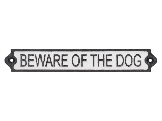 Cedule BEWARE OF THE DOG, nástěnná, litina, 26x5cm|Esschert Design