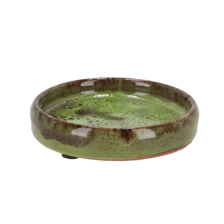 Miska pod květináč, glazovaná, zelená, pr.10cm (PP019)|Esschert Design