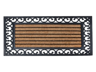 Gumová Rohožka BEST FOR BOOTS s kokosovým vláknem a ornamenty, černá, 75,5 cm x 45,5 cm|Esschert Design