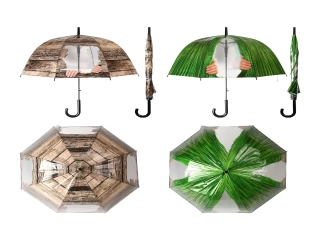 Deštník Peek & Boo, dřevo/tráva, 83,5cm (balení obsahuje 2 kusy!) (DOPRODEJ)|Esschert Design