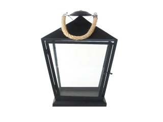 Lucerna s lanem, černá, v. 45,6 cm|Esschert Design