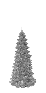 Svíčka dekorační, strom, stříbrná, 17,5cm (DOPRODEJ)|Kaheku