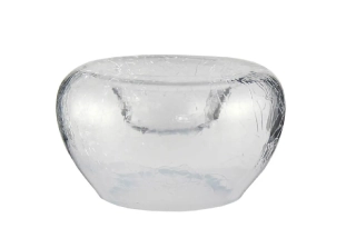 Svícen MELZO na čajovou svíčku, čirá crack, skleněný, pr12x7cm (DOPRODEJ)|Ego Dekor