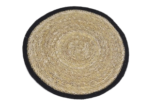 NL Prostírání|podložka, mořská tráva, přírodní/černá, pr.38cm|Van Der Leeden 1915