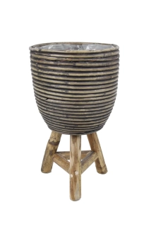 Obal na květináč STRIPE, s igelitem, pr.20x33cm, černá vymývaná (DOPRODEJ)|Van Der Leeden 1915
