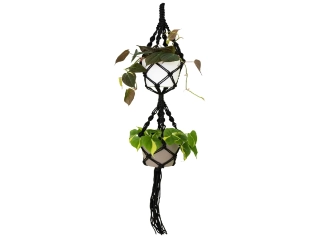 Závěs na květináč MACRAMÉ, dvojitý, 120cm, černá (DOPRODEJ)|BLACK (DOPRODEJ)|Artevasi