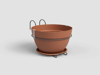 Květináč CAPRI, 20cm, se závěsem, plast/kov, hnědá|TERRACOTTA|Artevasi
